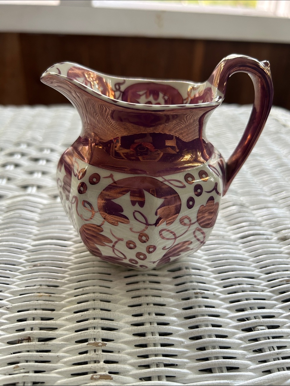 Vintage Wedgwood of Etruria Rose-Accent Porcelain 6” Pitcher with Floral Motif